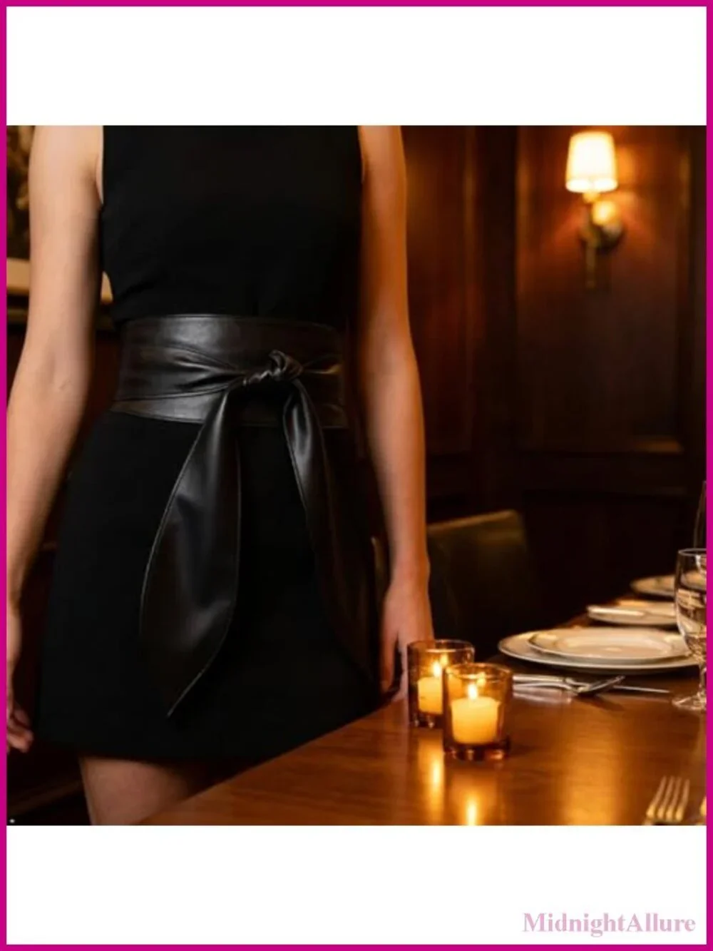 Wide Waist Belt Soft PU Leather Obi Wrap Knotted Tie Sash for Dresses